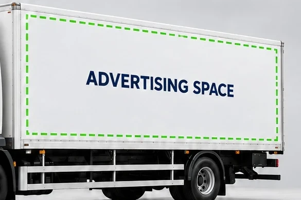 Rigid box lorry illustrating an advertising position along the body side